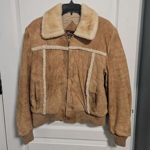 VTG Reed Sportswear Suede Shearling Bomber Jacket Coat Made In USA Mens Med